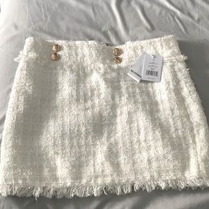 Walter Baker 🤍 Creamy Ruffle Fringe Trim Taylor Swift Fantasy Tweed Mini Skirt